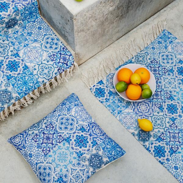 Blue Tile Print Rug SmallLEVI088 - Image 3