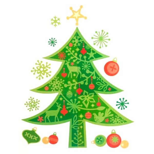GREEN CHRISTMAS TREE WITH BAUBLES FRIEZE