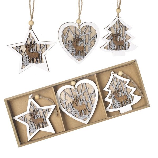 WOOD STAR HEART TREE WOODEN SET PEA299