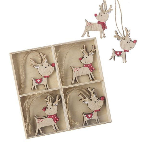 WOODEN REINDEER HANGER SET TLA628