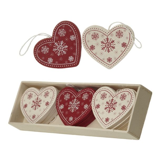 WOODEN RED & CREAM HEARTS IN A BOX SET	XX800C