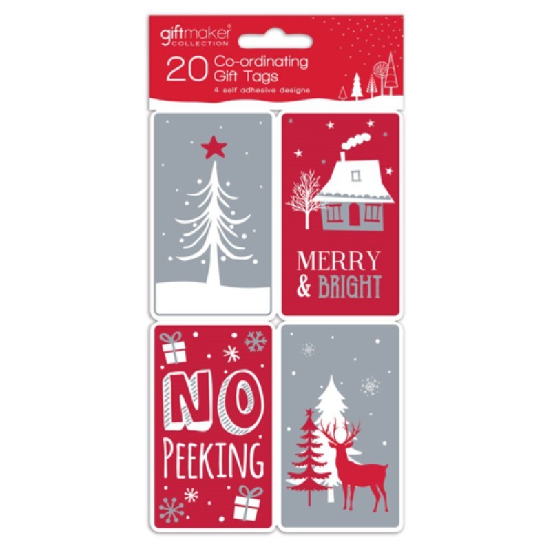 Self Adhesive Cosy Christmas Gift Tags 20pk
