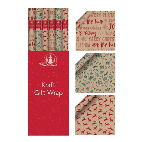 Printed Kraft Paper Gift Wrap 3m