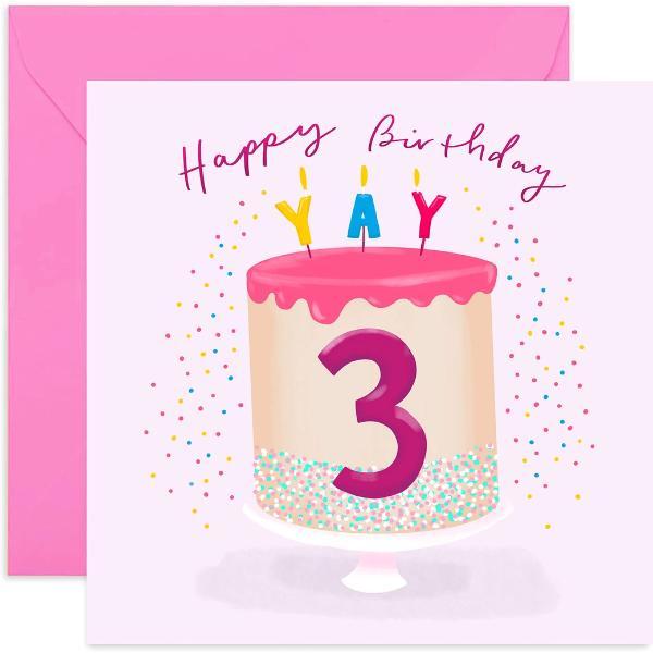 3rd Birthday Pink Cake Card