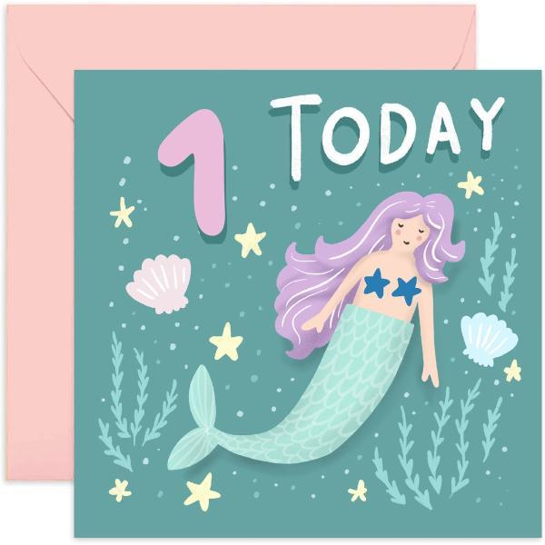 1st Birthday Mermaid Card