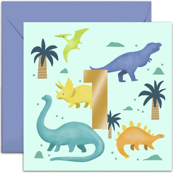 Birthday Ages Blue Dino 1st Birthday