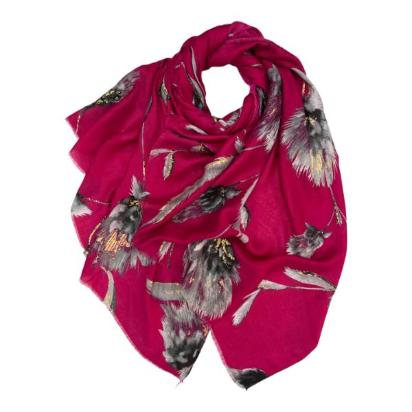 Dusty miller flower print on medium weight scarf