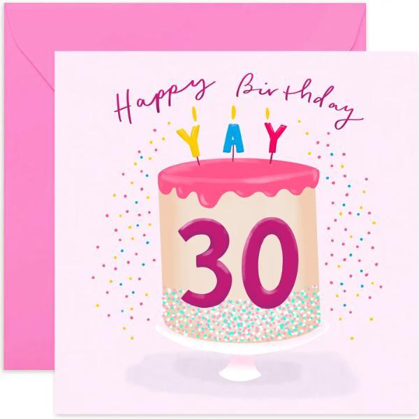 30th Pink Cake Birthday Card