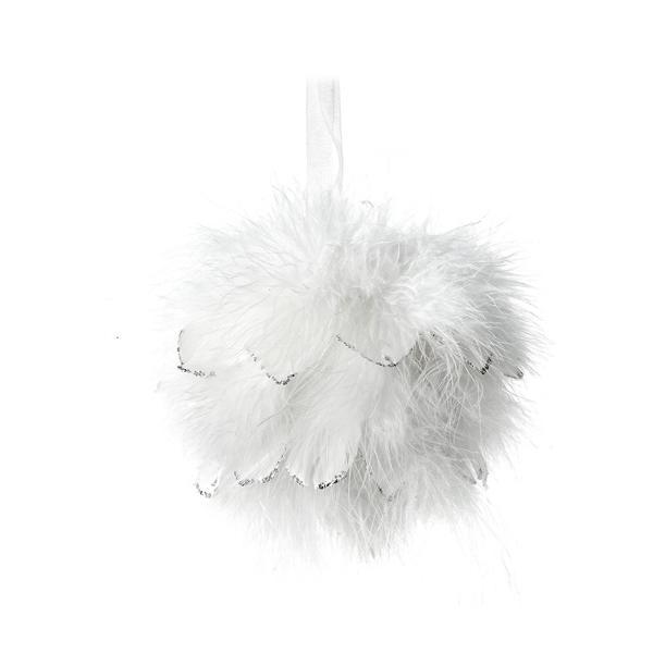 SMALL WHITE FLUFFY FEATHER BAUBLE