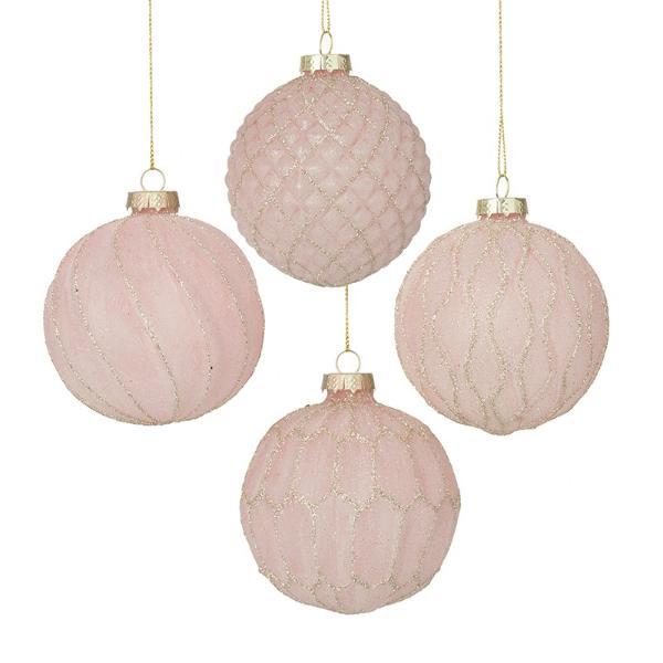 PINK GLITTERED GLASS BAUBLES