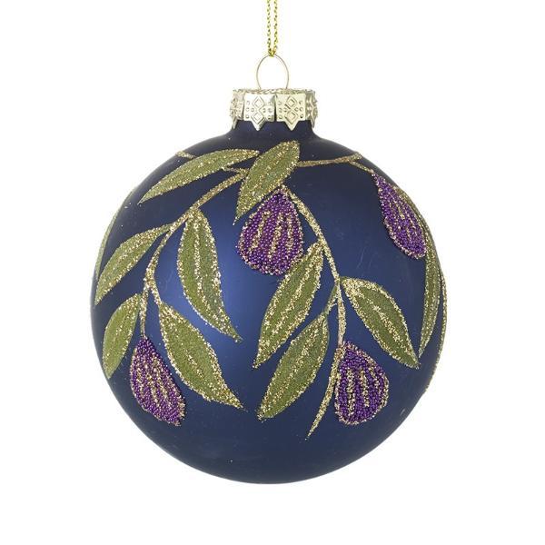 DEEP PURPLE GLASS FLORAL BAUBLE
