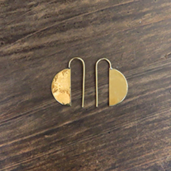 Brass Earring - Mini 1/2 Moon