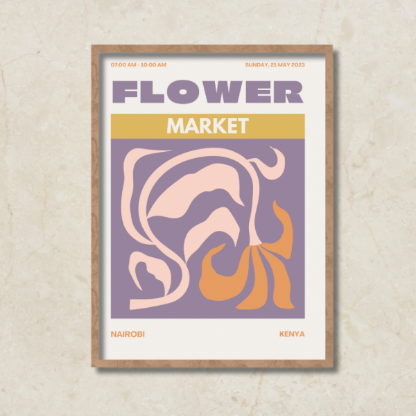 A3 Poster - Flower Market Purple