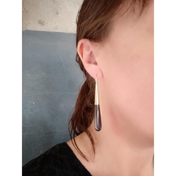 Brass Earring - Elegant Black