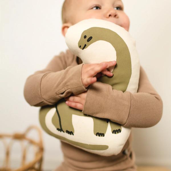 Long neck dinosaur - sage pillow