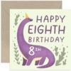Purple Ages Dino Card 8th Birthday