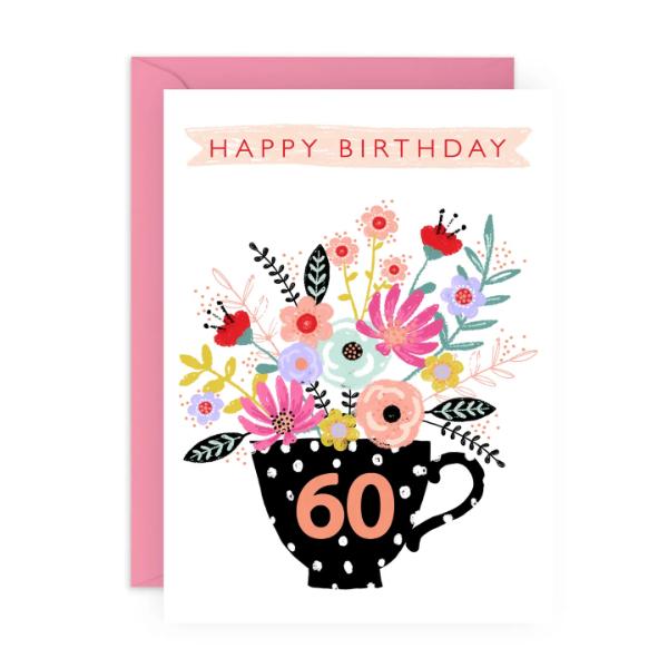 HAPPY 60TH BIRTHDAY TEACUP