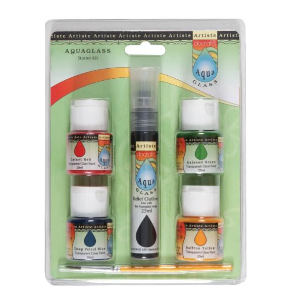 Artiste Glass Paint, Relief Outliner Starter Set, 4 Paints,