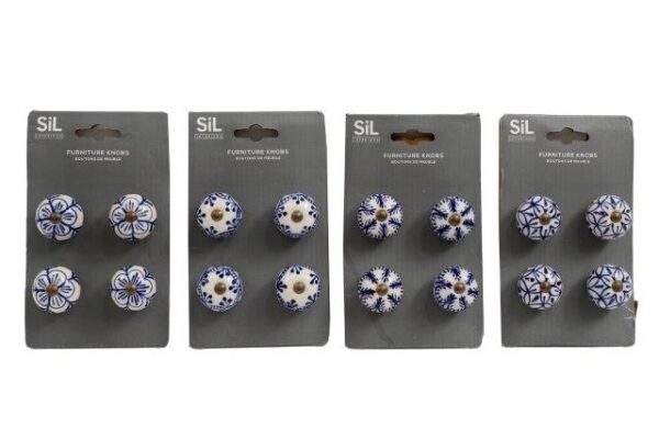 Blue & White Drawer Knobs Set 4