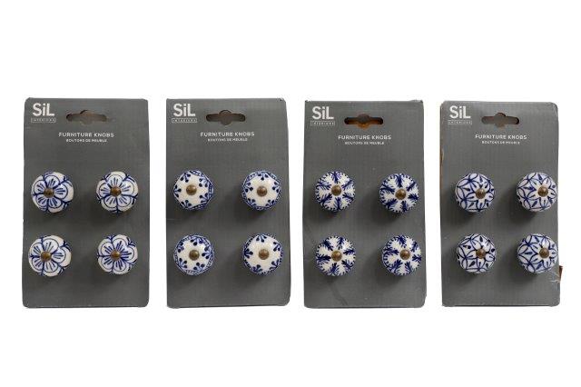 Blue & White Drawer Knobs Set 4