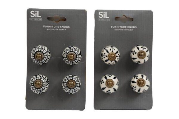 Cream & Black Drawer Knobs Set 4