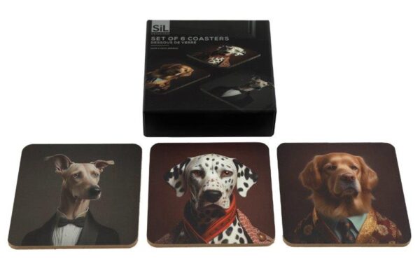 Dog Animal Head Coasters Pk6