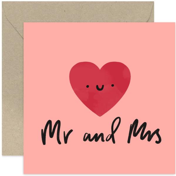 PINK HEART MR & MRS CARD