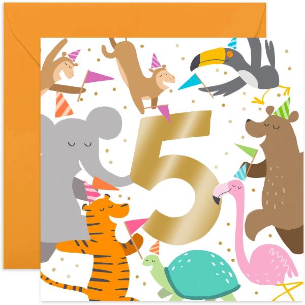 Party Animal 5 Year Old Birthday Card