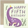Purple Ages 5th Birthday Card
