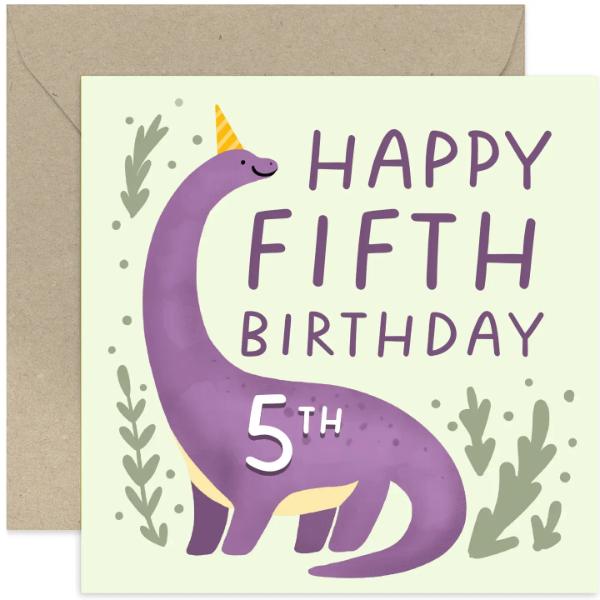 Purple Ages 5th Birthday Card