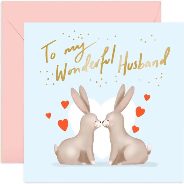Rabbit Anniversary Husband Card