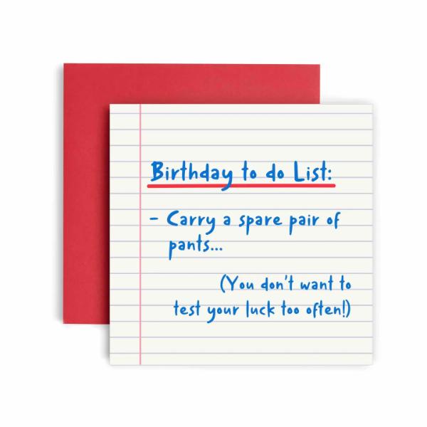 Spare Pants To Do List Birthday Card