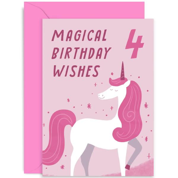 Unicorn 4th Birthday Card