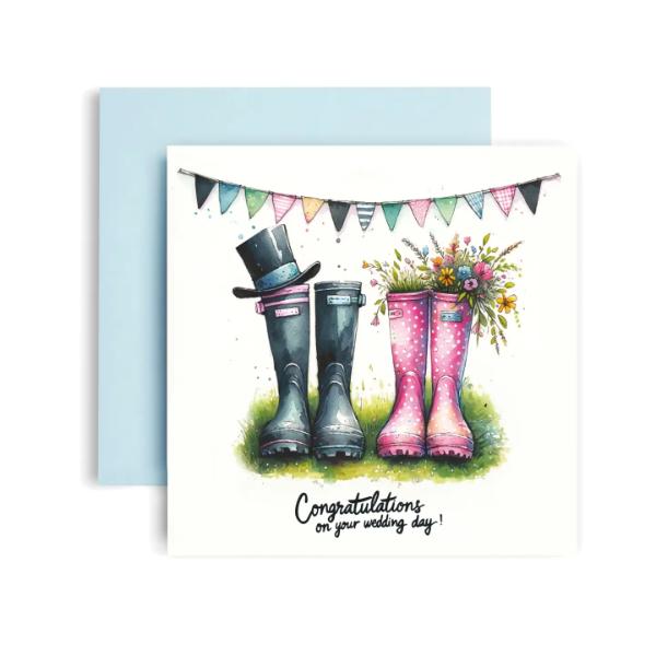 Wellington Boots Wedding Card
