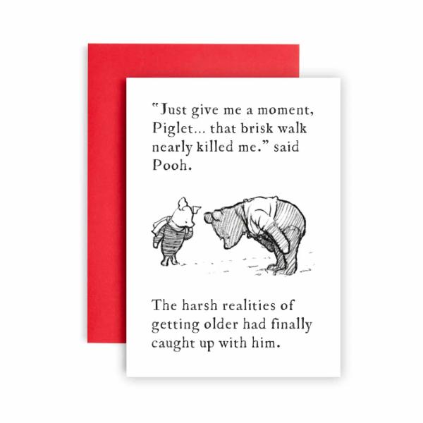 Winnie the Pooh Brisk Walk Getting Old Funny Birthday Card