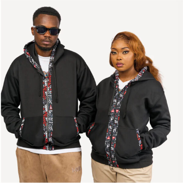Adult Hoodies Zipper - Black/red/grey