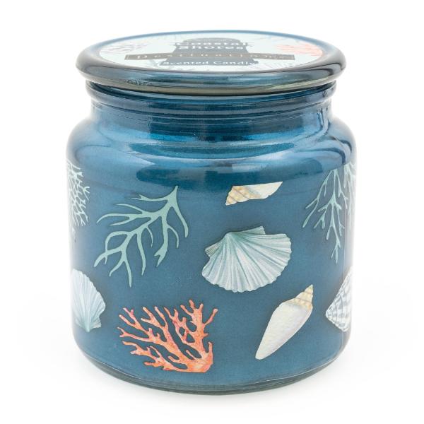 LIDDED CANDLE JAR 'COASTAL SHORES'