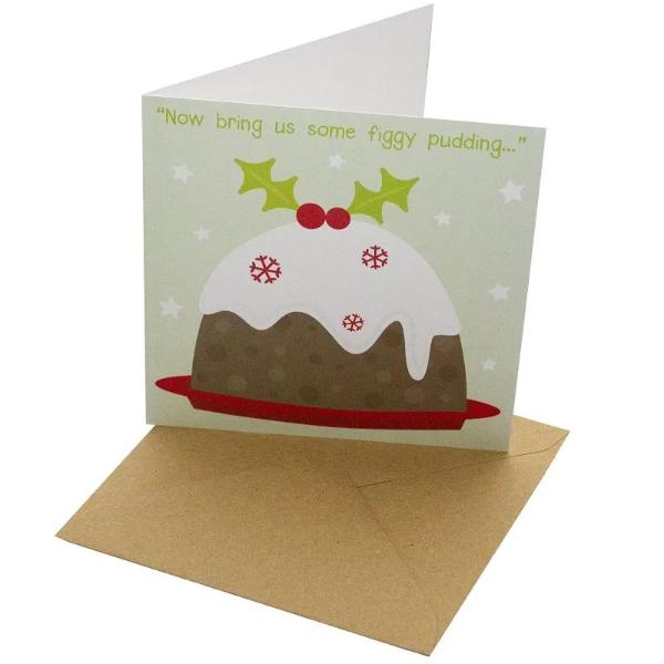Christmas Pudding 148mm Square Card (blank inside) by Rosie Parkinson