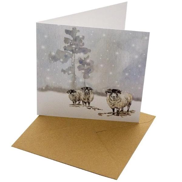 Christmas Rams 148mm Square Card (blank inside) by Sophie Botsford
