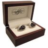 Teardrop Rhodium Finish Ancient Fossil Cufflinks
