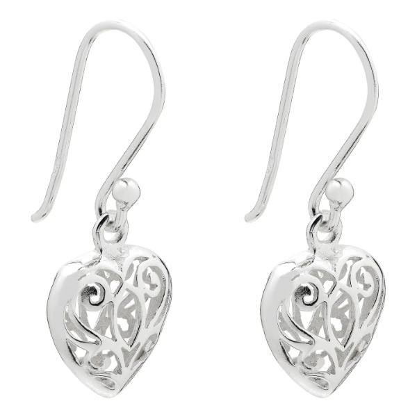 Filigree Puff Heart Earrings