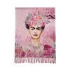 Frida Kahlo Floral Portrait Print Wool Tassel Scarf