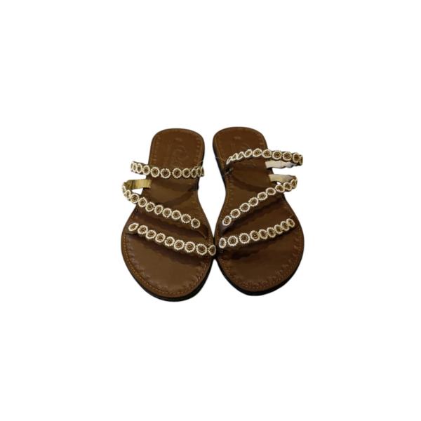 Slip On Sandals Flat Mama Africa - 3 Line Cream/ Gold