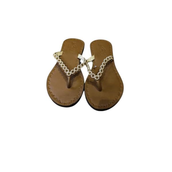 Slip On Sandals Flat Mama Africa- Circle Cream/Gold