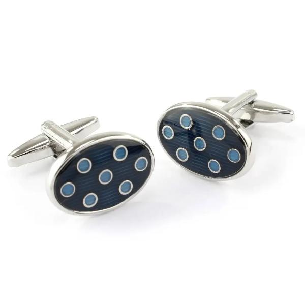 Navy and Blue Spot Oval Cufflinks