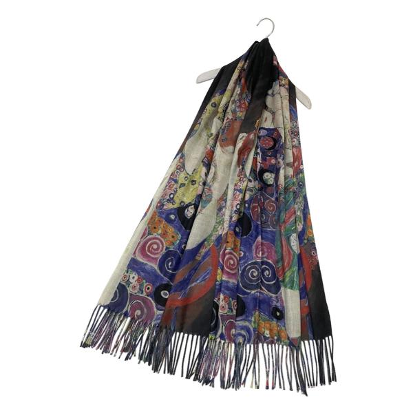 Klimt 'The Virgins' Print Wool Tassel Scarf - Image 2