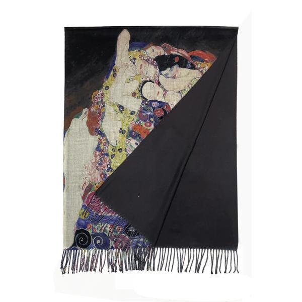 Klimt 'The Virgins' Print Wool Tassel Scarf - Image 3