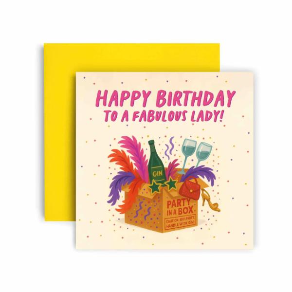 Caution:100% Party Happy Birthday Fabulous Lady Card