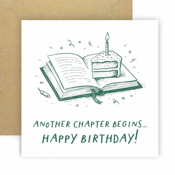 Another Chapter Begins Happy Birthday Book Card