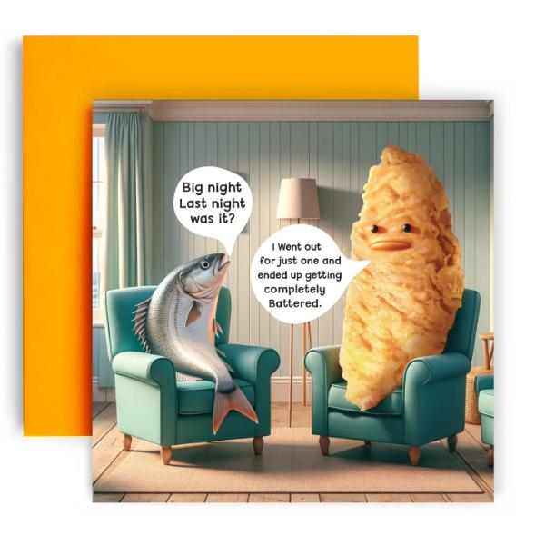Got Battered Cod Birthday Card